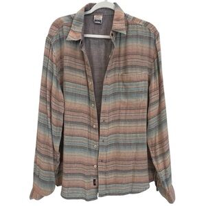 Faherty Men’s  button-Down Striped Reversible Linen Blend Shirt Size Large